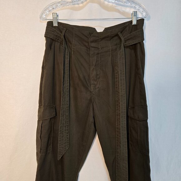 GOOD AMERICAN Hunter Green Belt Hi-Rise Drapey Cargo Pant Size 6/28 New NO Tag! - Picture 3 of 16
